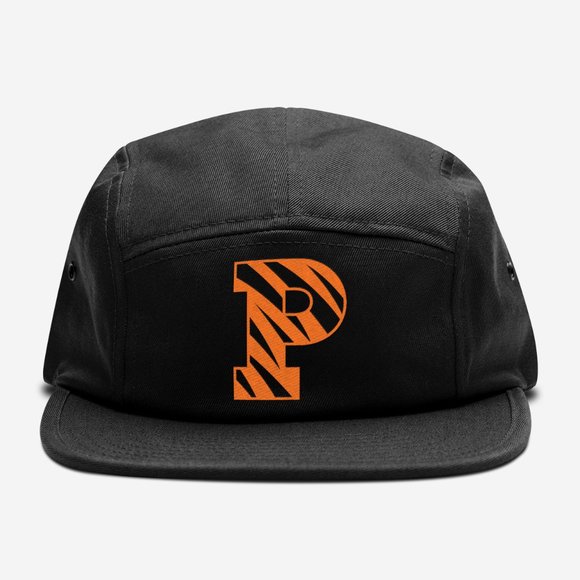 NEW Princeton Tigers P Logo 5 Panel Camper Strapback Hat BLACK - Picture 1 of 5